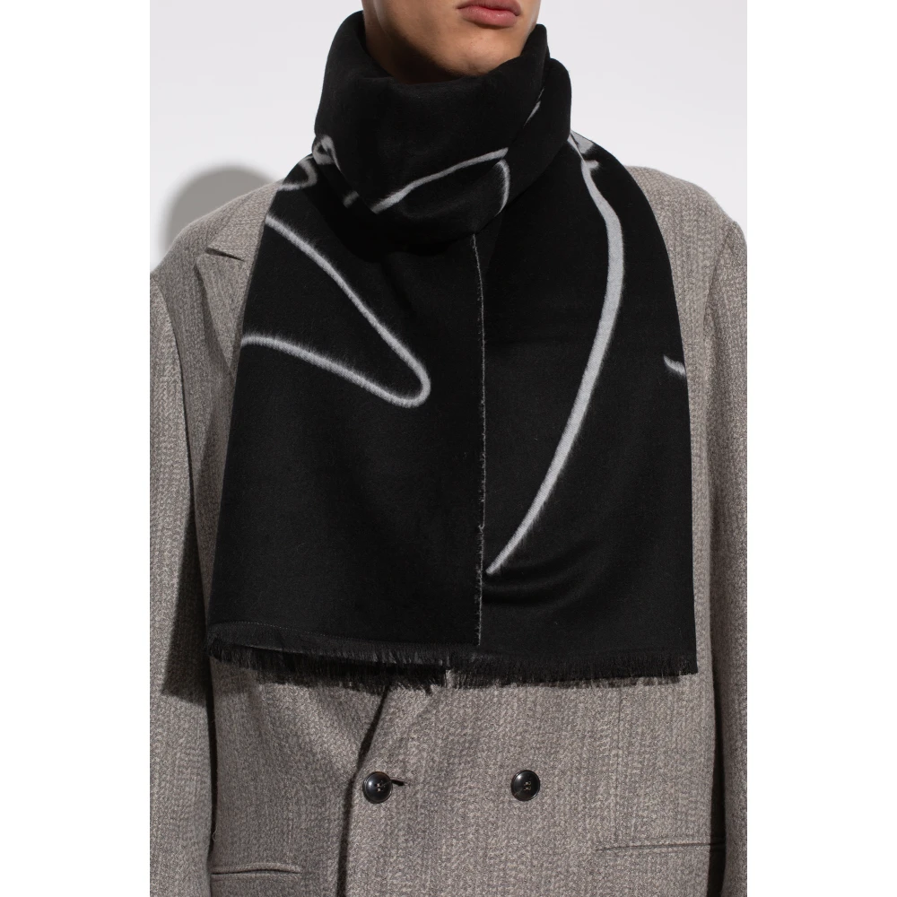 Giorgio Armani Wollen sjaal met logo Blue Heren