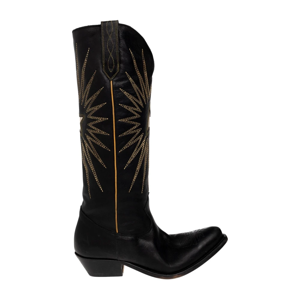 Golden Goose Women's Black/Golden Wish Star Leather Ankle Boots