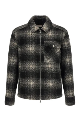 Overshirt med dragkedja och rutmönster