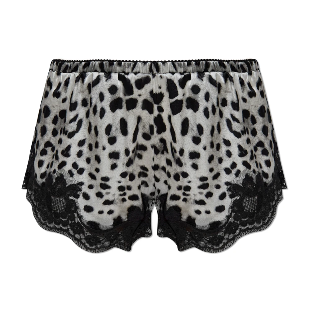 Dolce & Gabbana Donna Nero - Shorts Di Lingerie In Seta Con Motivo Animale - Nightwear & Lounge - L