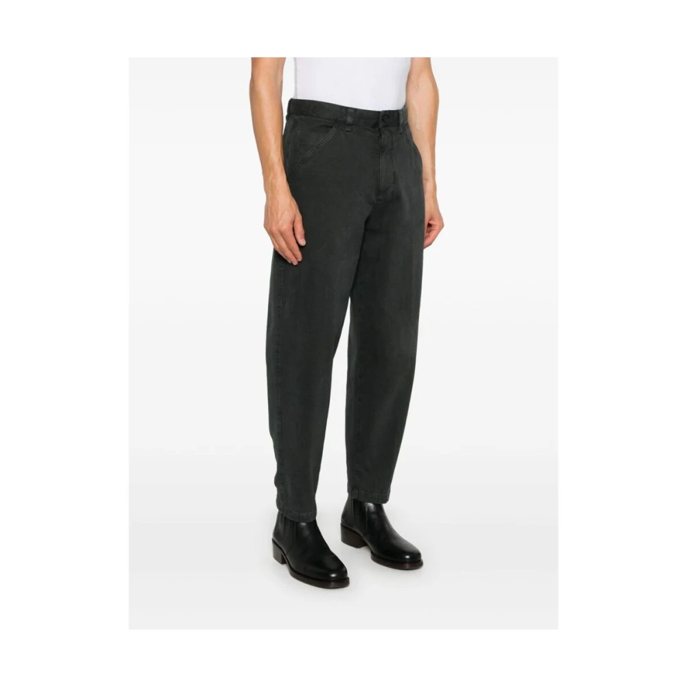 Incotex Grijze Canvas Logo Geborduurde Broek Gray Heren