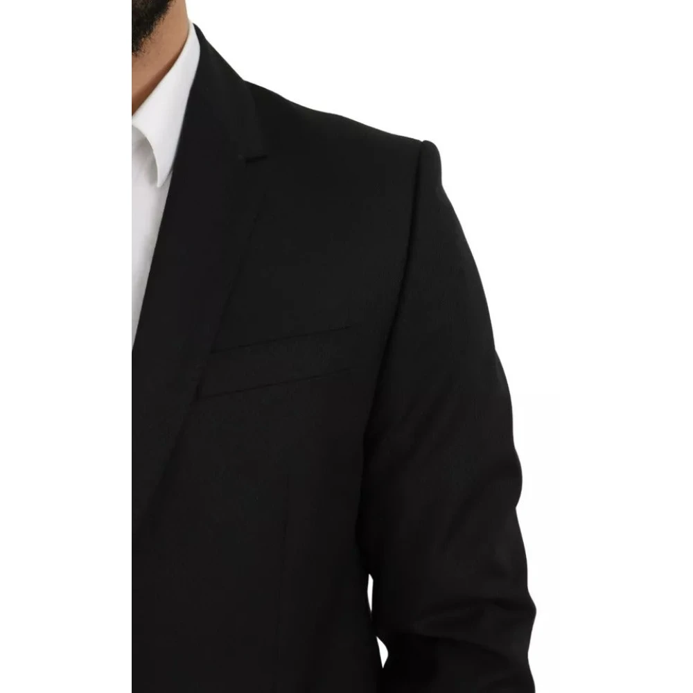 Dolce & Gabbana Zwarte wollen blazer Slim Fit Notch Black Heren