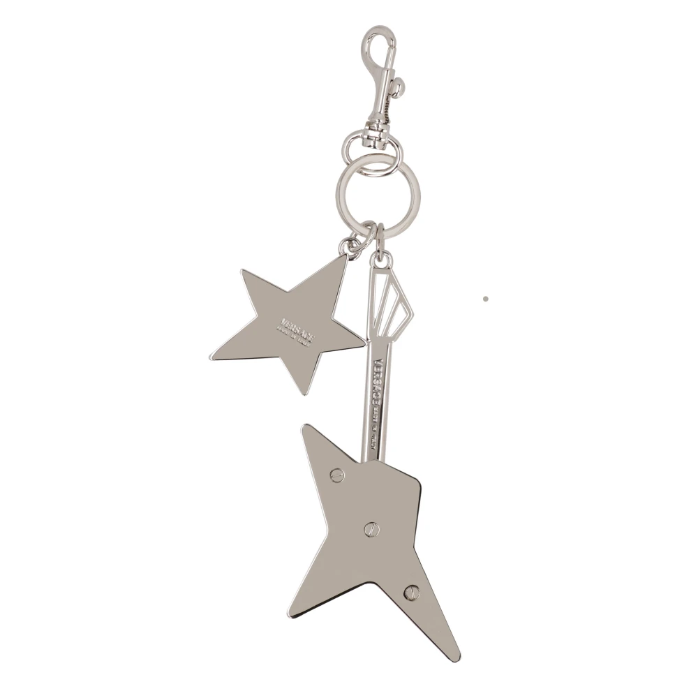 Versace Metalen sleutelhanger met leren details Gray Dames