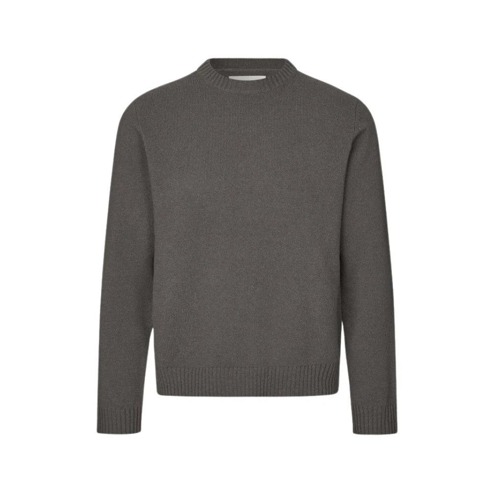 Samsøe Wollen Mix Trui met Ronde Hals Gray Heren