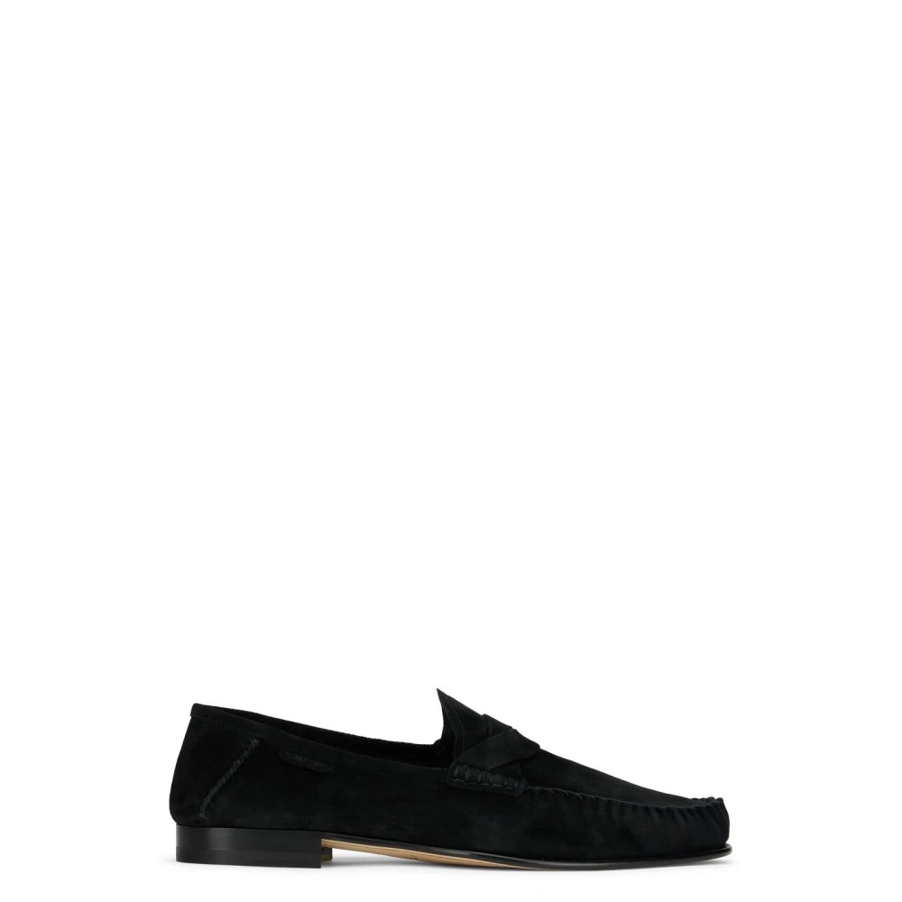 Tom Ford Men's Black Loafers, 8 Uk, Suede Twisted Band Ripley Loafer