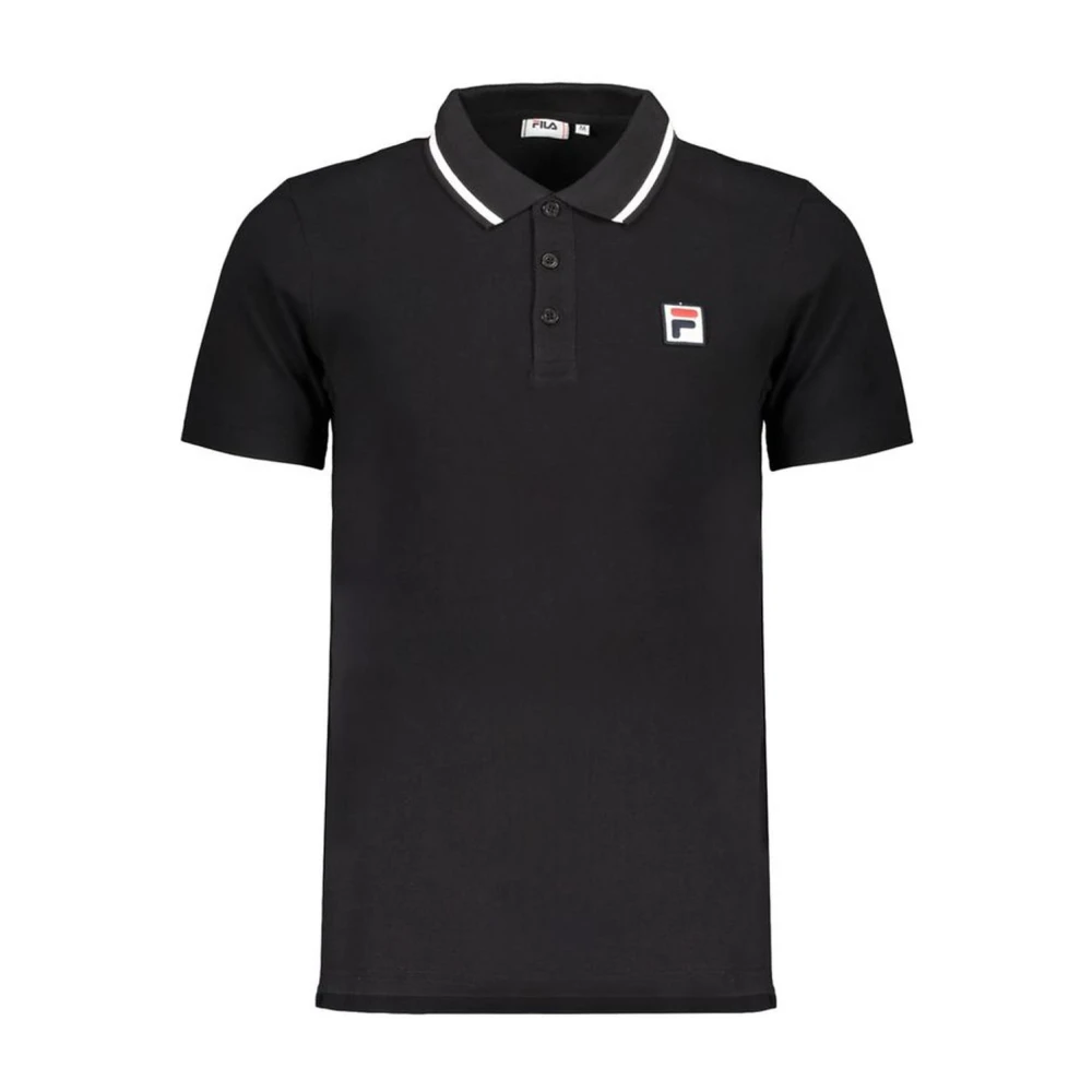 Fila Zwarte Polo Shirt met Contrastdetails Black Heren