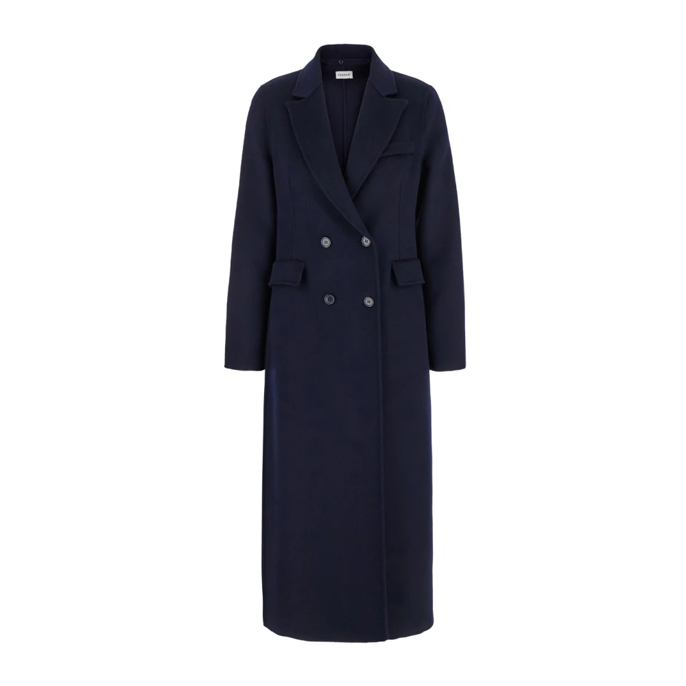 P.a.r.o.s.h. Blauwe Dubbelrijige Wollen Jas Blue Dames