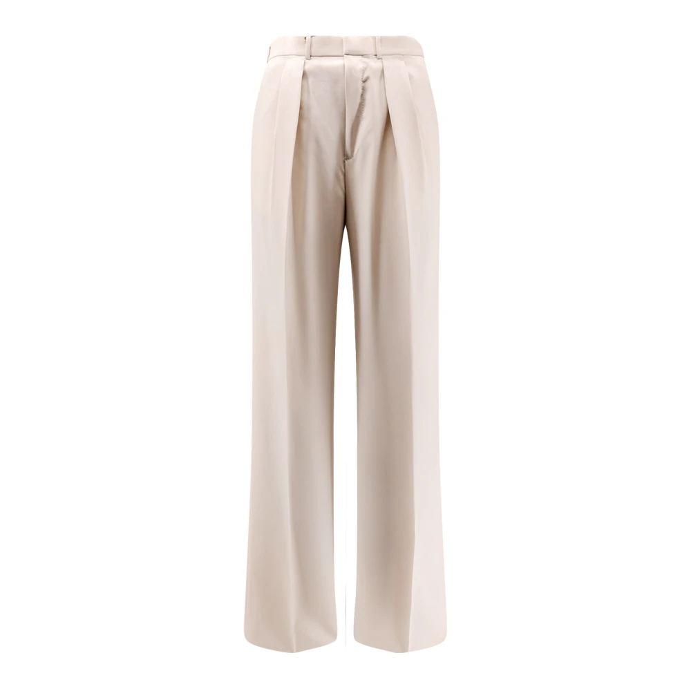 Tom Ford Men's White Wool Cashmere Silk Reps Double Pleat Pant