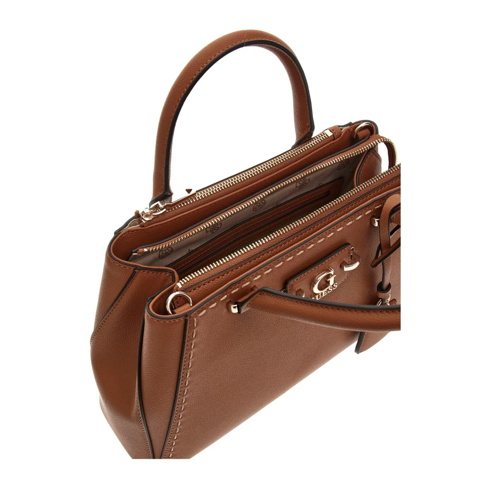 Guess Anadela 3 Compartiment Satchel Tas Karamel Brown Dames