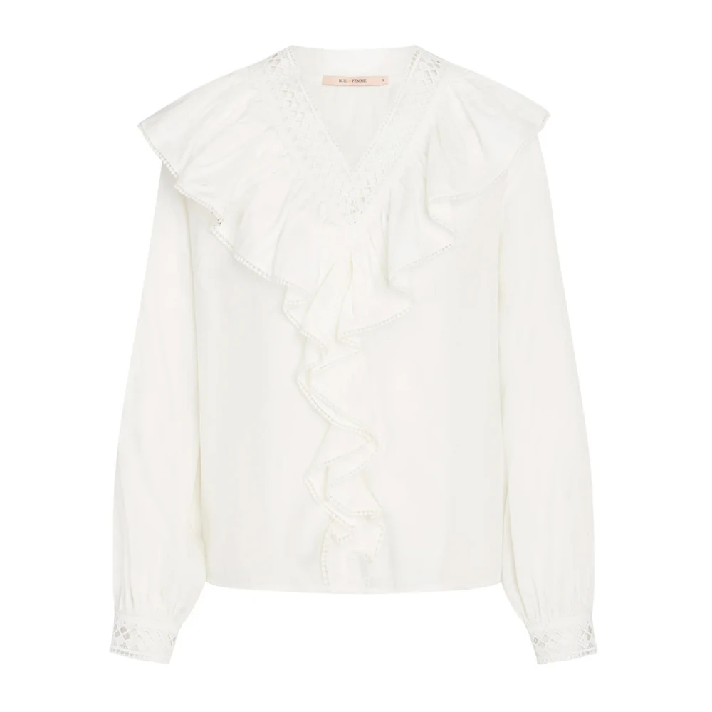 RUE de Femme Elegante Karma Blouse met Kant Details White Dames