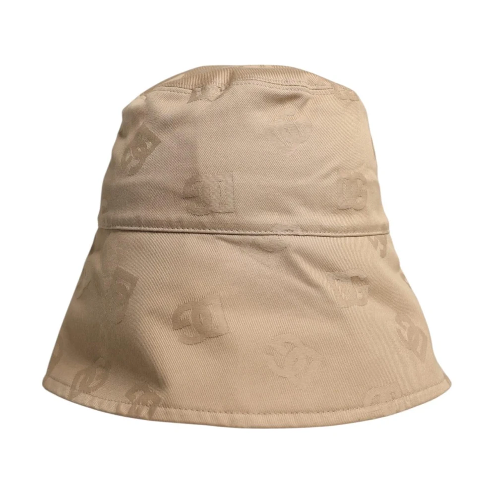 Dolce & Gabbana Luxury Monogram Cotton Bucket Hat - Male - Accessories - Beige - One Size - Accessories - Image 3