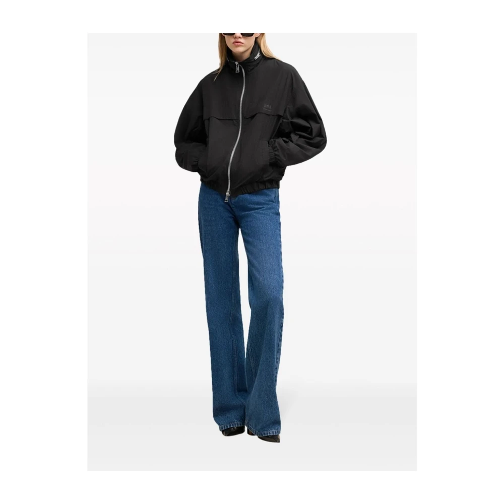 Ami Paris Winddichte Jas met Bedrukt Logo Black Heren