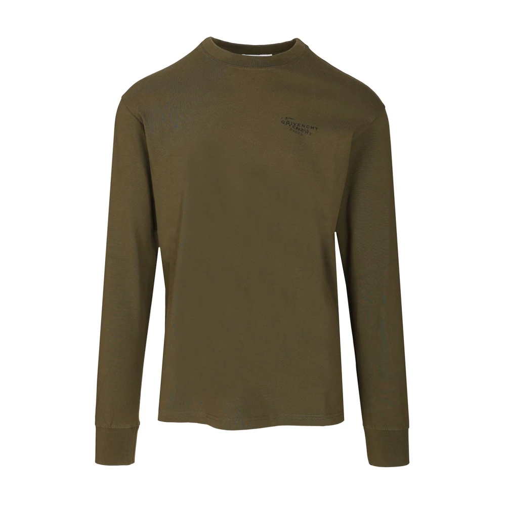 Givenchy Men's Green Long Sleeve T-Shirts, L, T-Shirt With Stamp Print