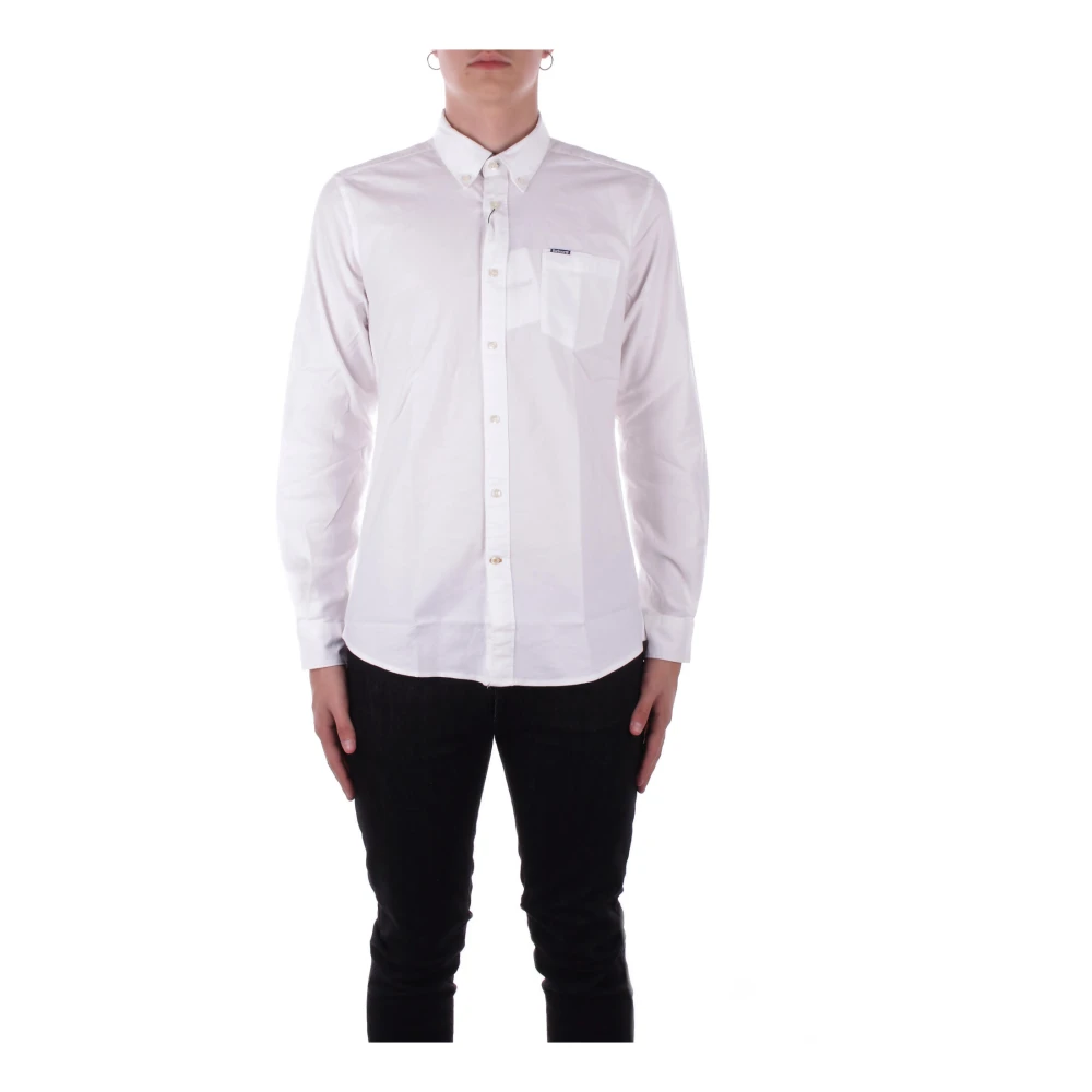 Barbour Wit Logo Voor Knoop Shirt White Heren