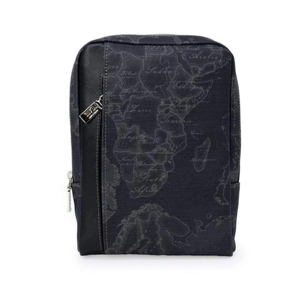 Alviero Martini 1a Classe Elegante leren en PVC schoudertas Black Heren