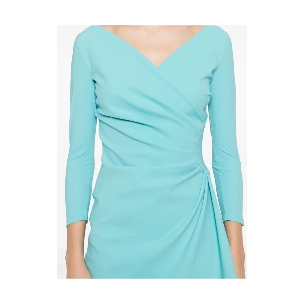 Chiara Boni Turquoise Gedrapeerd Kruisnek Jurk Blue Dames