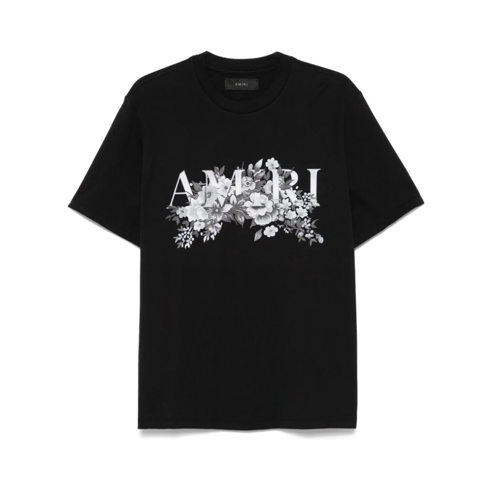 Amiri Zwarte Crew Neck Korte Mouw Shirt Black Heren