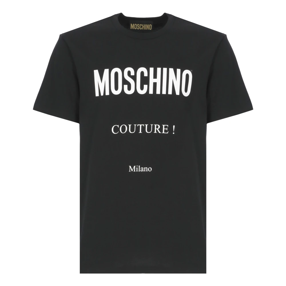 Moschino Zwart Katoenen T-shirt met Logo Print Black Heren