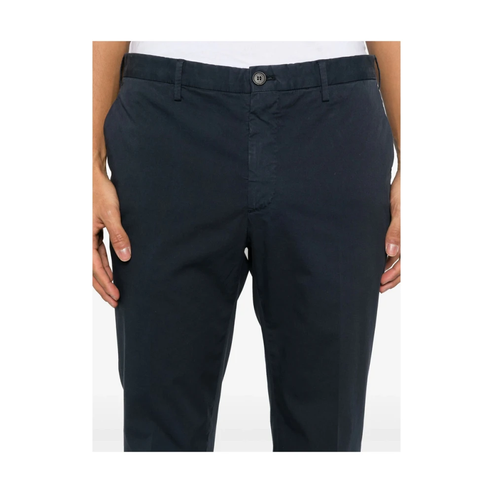 Incotex Navy Blue Front Button Pants Blue Heren