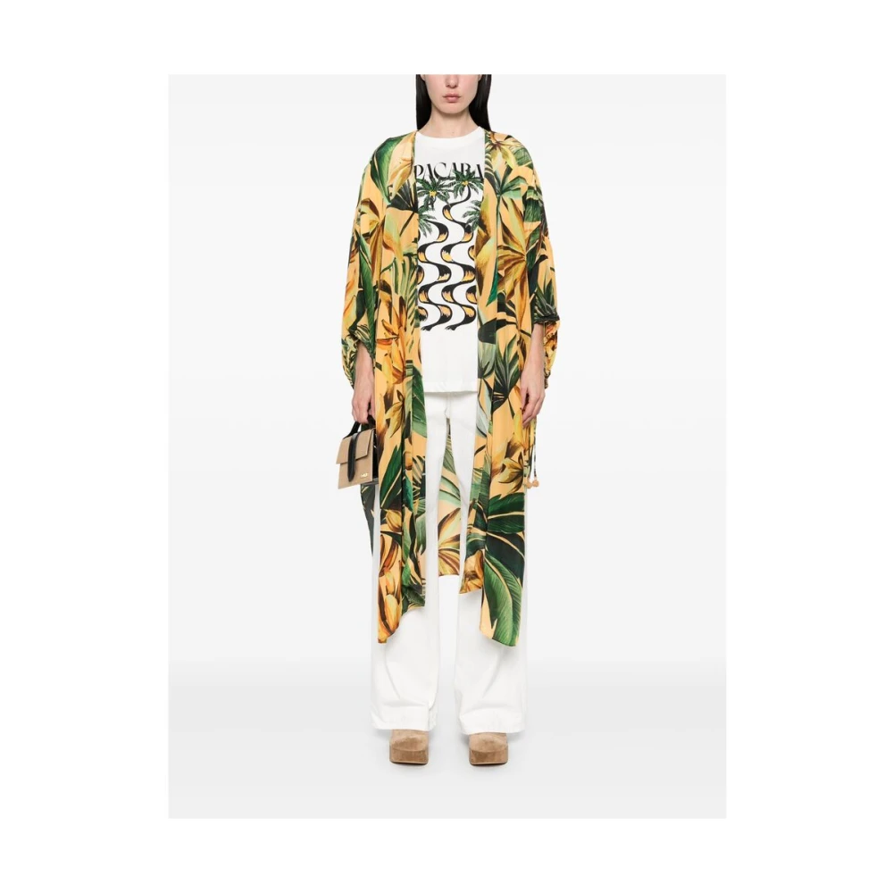 Farm Rio Gele Jurk met Trekkoord en Zijdelingse Splitten Multicolor Dames