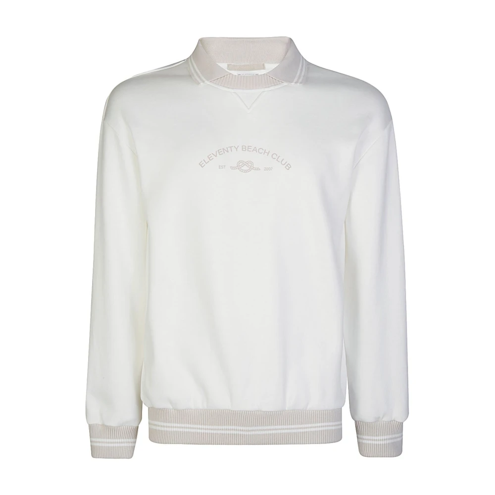 Eleventy Sportieve Giza Katoenen Sweatshirt met Print White Heren