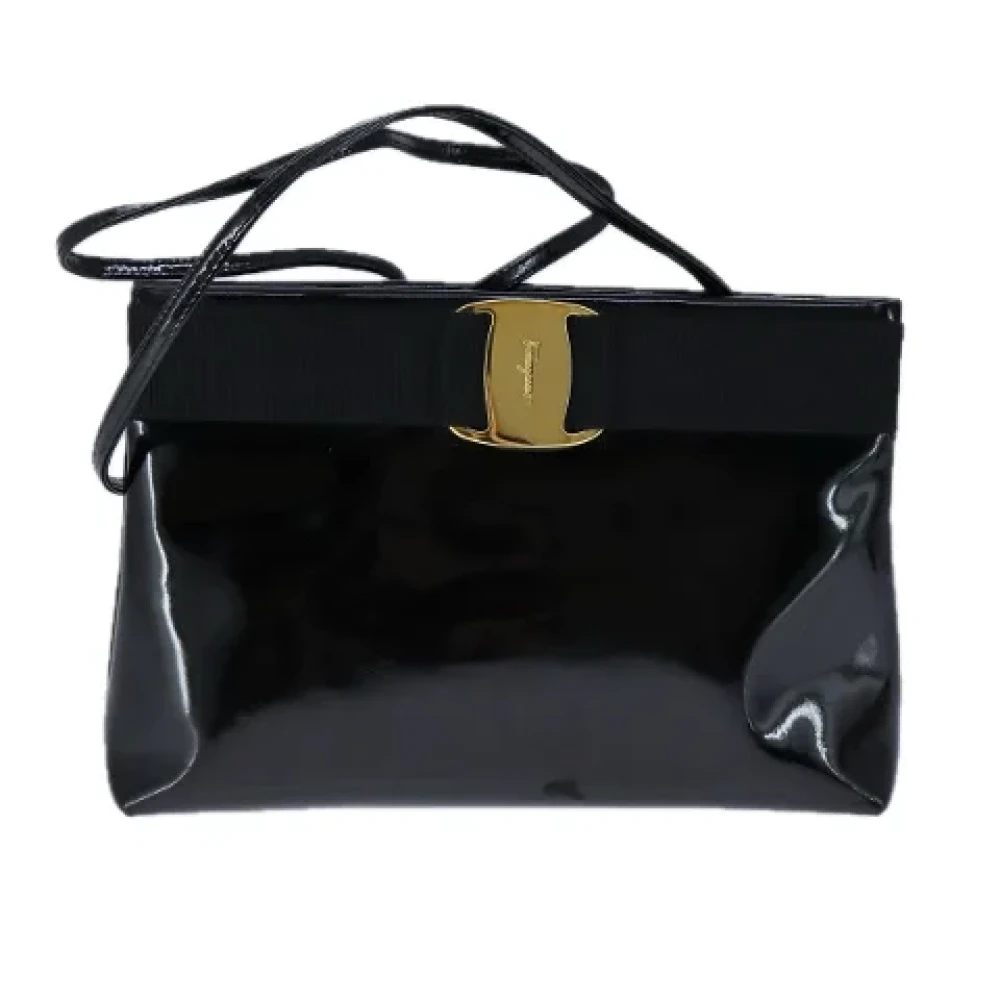 Salvatore Ferragamo Pre-owned Canvas shoulder-bags Black Dames