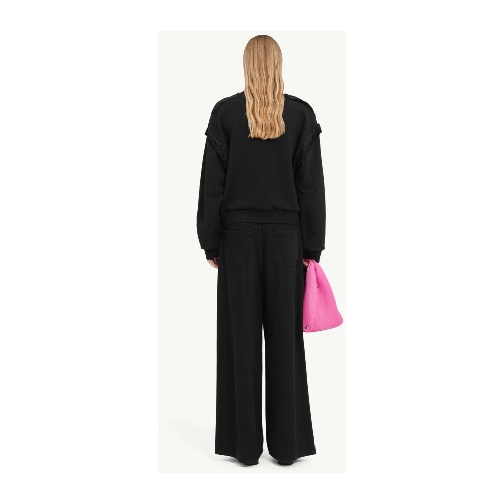 MM6 Maison Margiela Wijde Pijpen Jeans met Elastische Tailleband Black Dames
