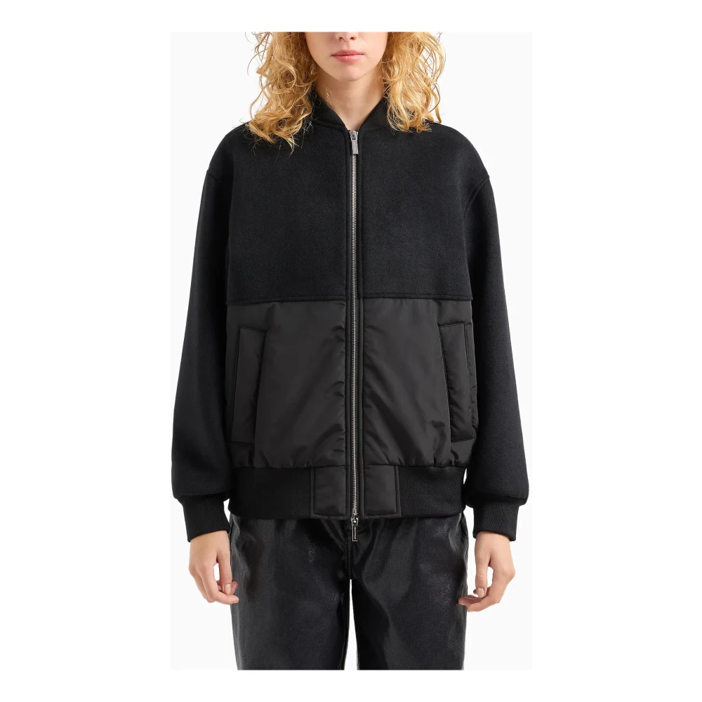 Armani Exchange Zwarte Bomberjas met Rits Black Dames