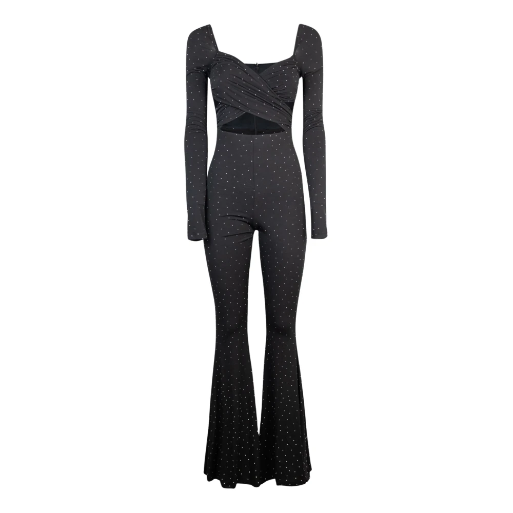 Aniye By Zwarte jumpsuit met hartvormige halslijn en strass applicatie Black Dames