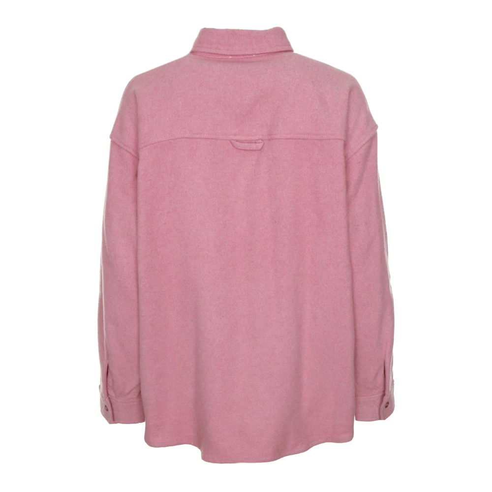 American vintage Blouse met lange mouwen en puntkraag Pink Dames