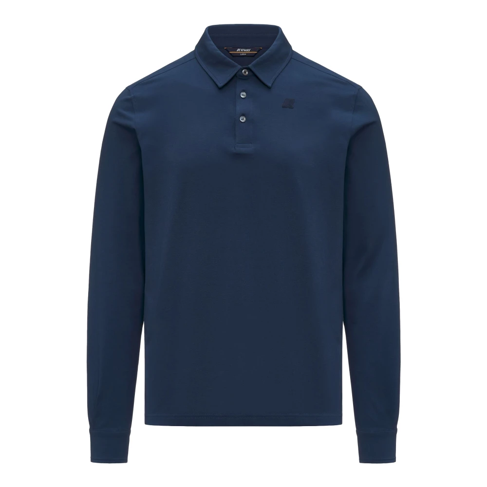 K-Way Men's Blue Polo Shirts, M, Tibor Lt Stretch Jersey Slim
