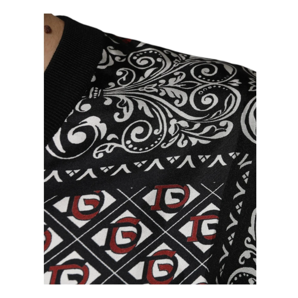 Dolce & Gabbana Zwarte Wol V-hals Logo Trui Black Heren