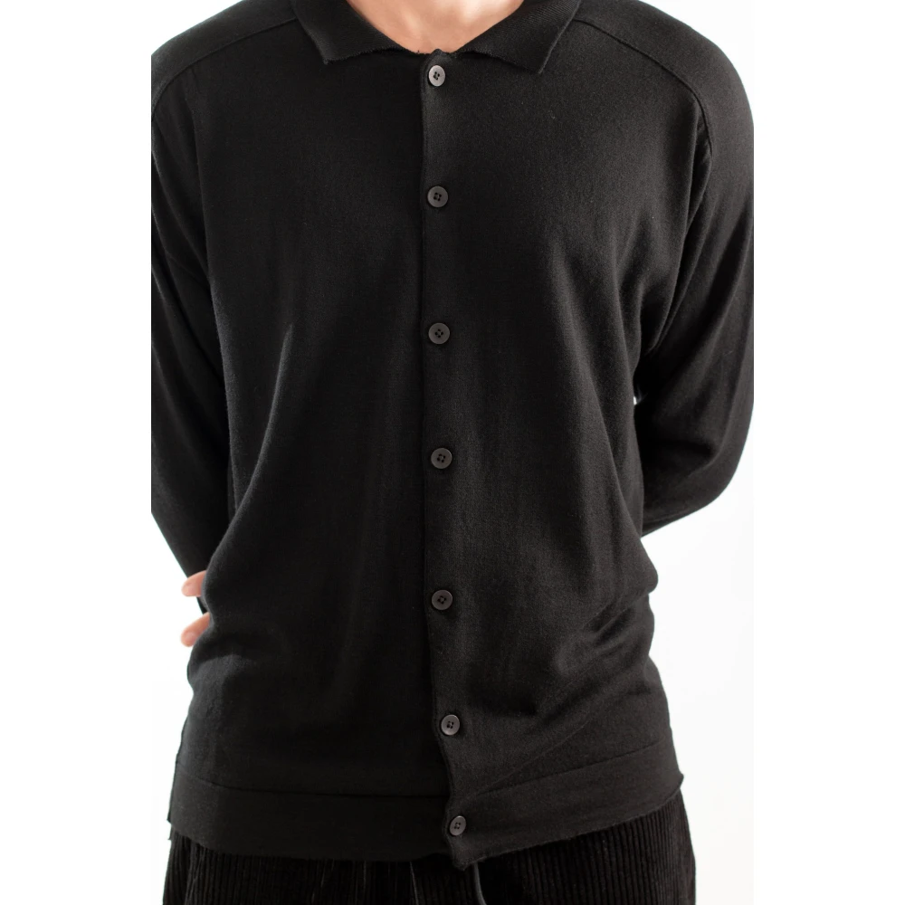 Transit Gebreide losse pasvorm shirt Black Heren
