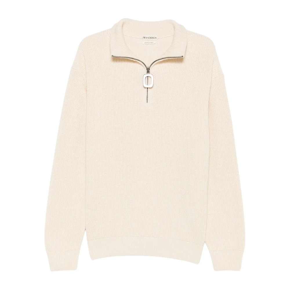 Jw Anderson , Turtlenecks, Male, White, Xl, Half-Zip Jumper
