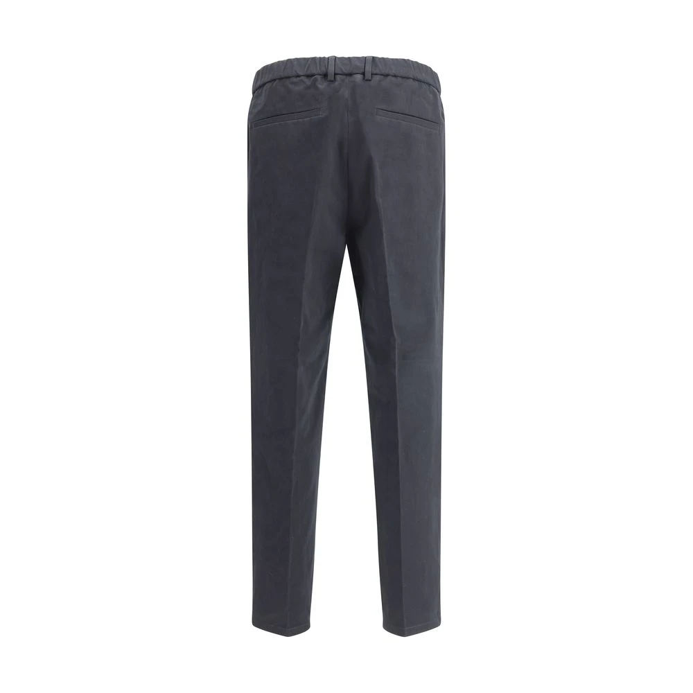Jil Sander Geknipte katoenen broek met elastische taille Blue Heren
