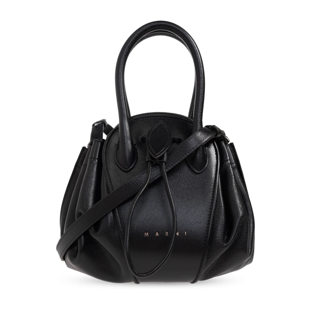 Marni Women's Black Shoulder Bag With Logo - Handbags - One Size - Bags