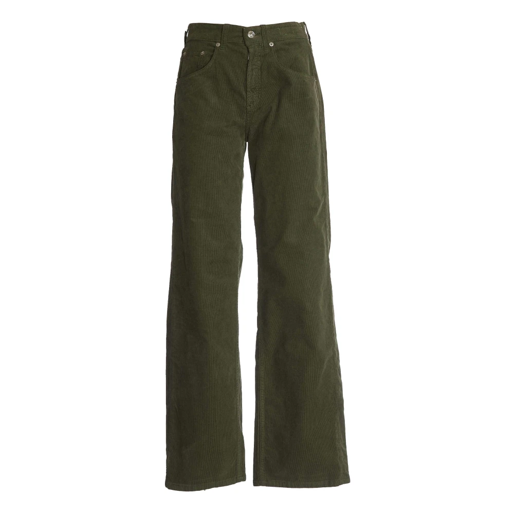 Department Five Groene Velvet Wide Leg Jeans Green Dames