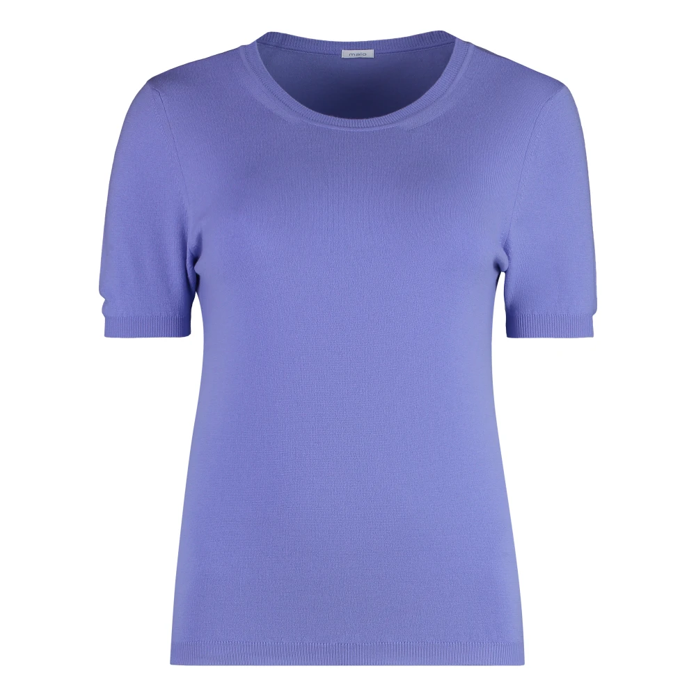 Malo Ribgebreide korte mouw trui Purple Dames
