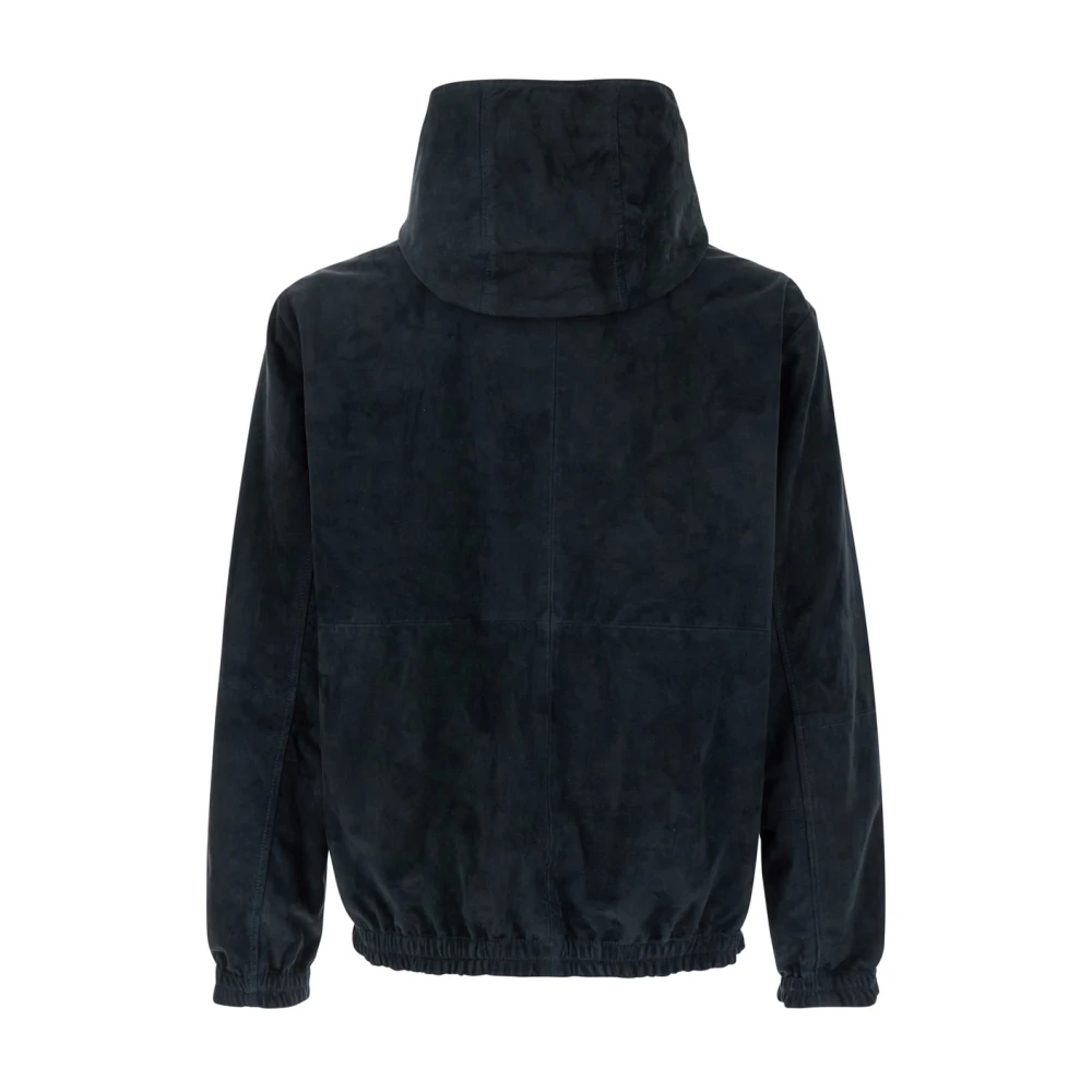 Arma Blauwe Omkeerbare Hoodiejas van Suède Blue Heren