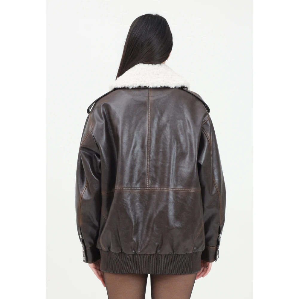 ViCOLO Bruine Winterjas met Nep Bontkraag Brown Dames