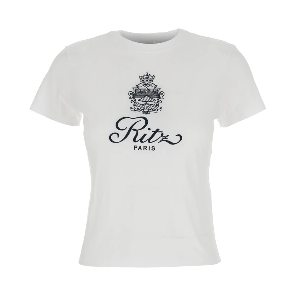Frame Ritz Paris Logo Wit Katoenen T-shirt White Dames