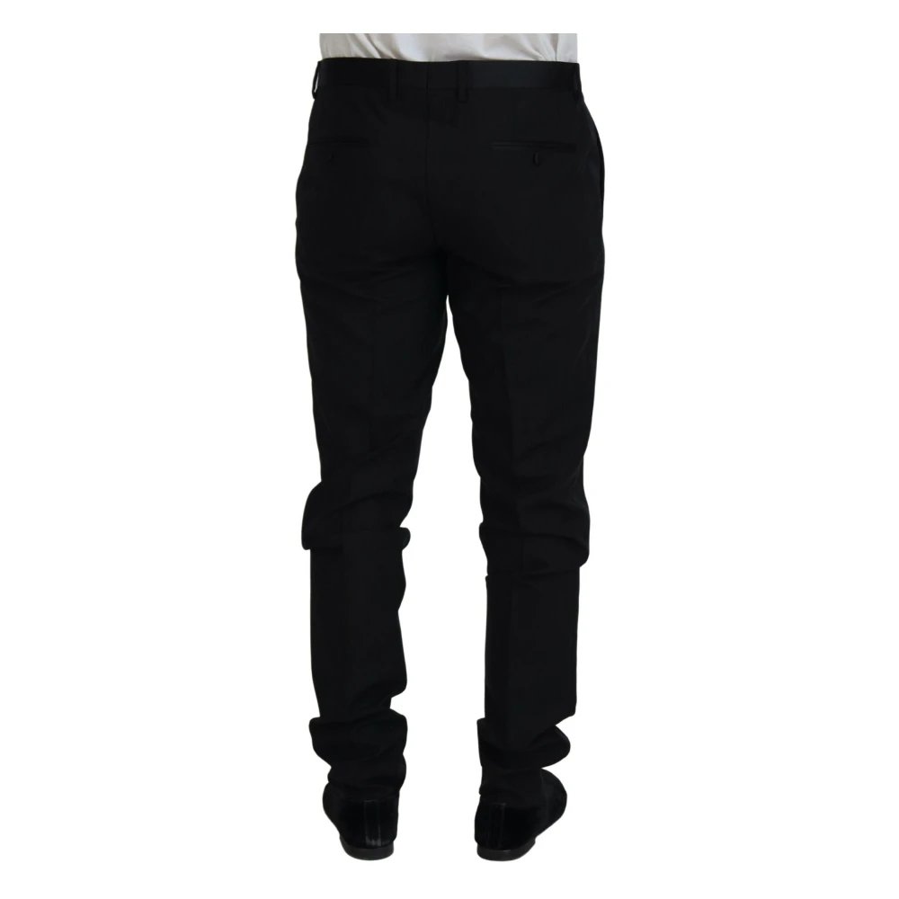 Dolce & Gabbana Elegante Zwarte Wollen Broek Black Heren