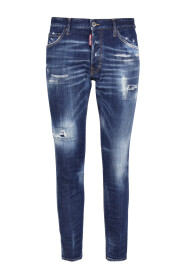 Slim Fit Navy Blue Ripped Jeans