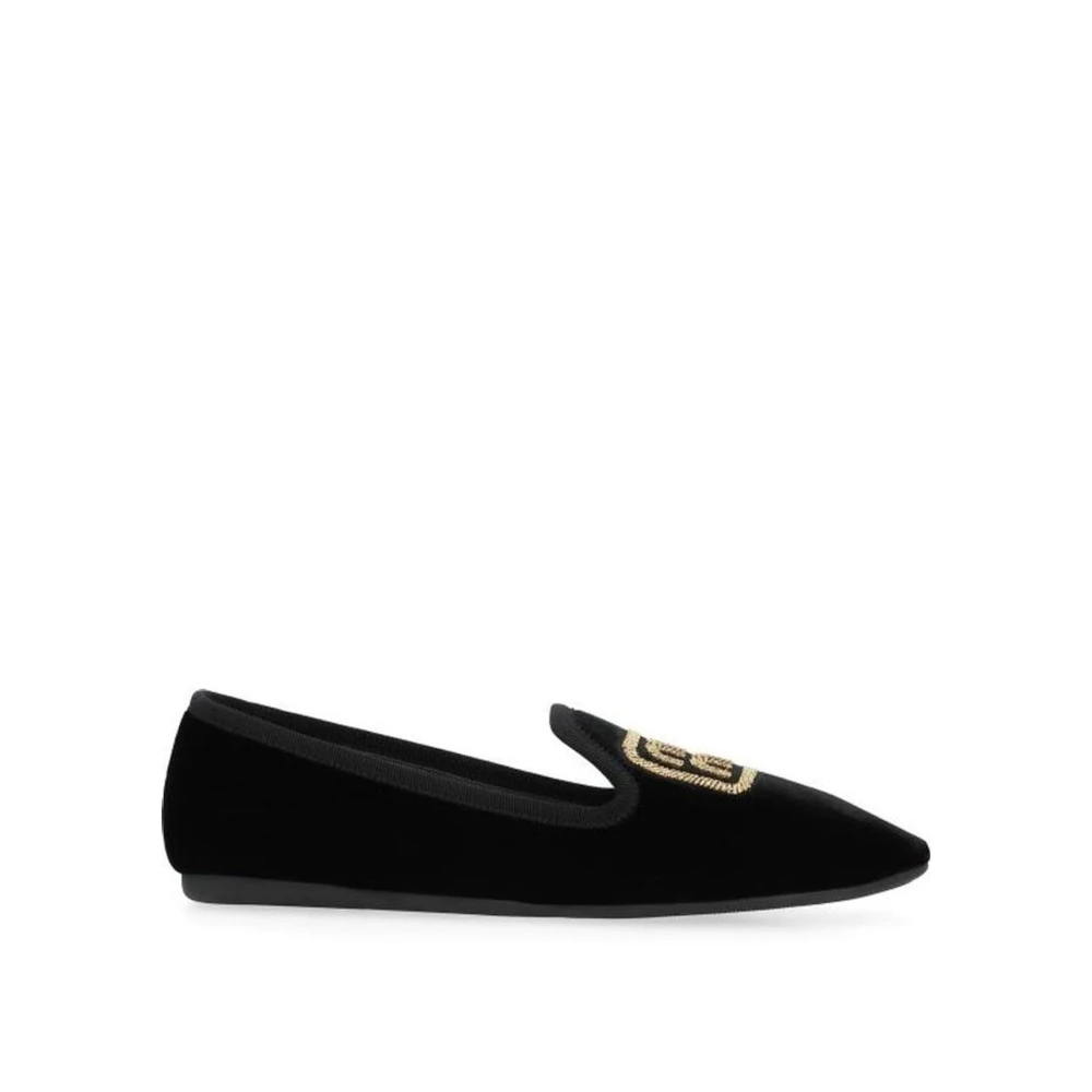 Miu Miu Women's Black Logo Velvet Flats - Loafers - 2 Uk - Shoes