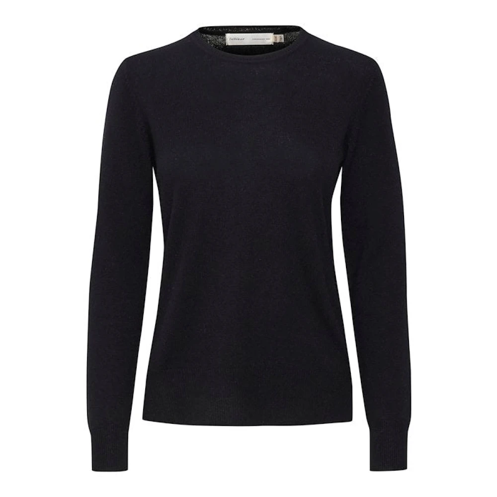 Sort Crewneck Pullover Essensiell Eleganse