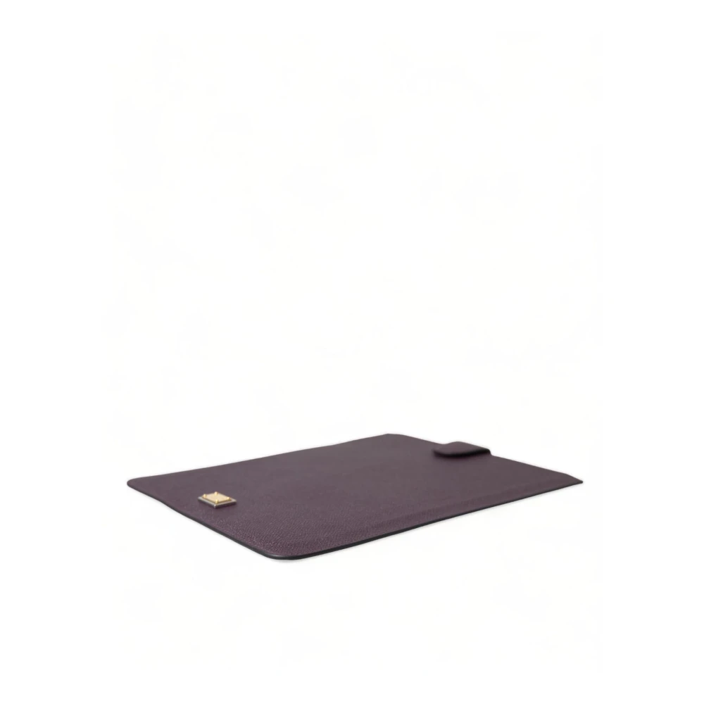 Dolce & Gabbana Logo Plaque Leren Tablet Sleeve Hoes Brown Dames
