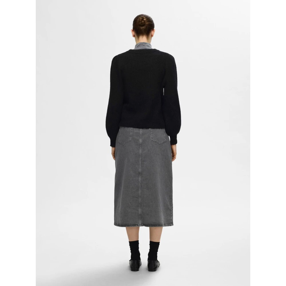 Selected Femme Zachte Wol Minimalistische Trui Black Dames