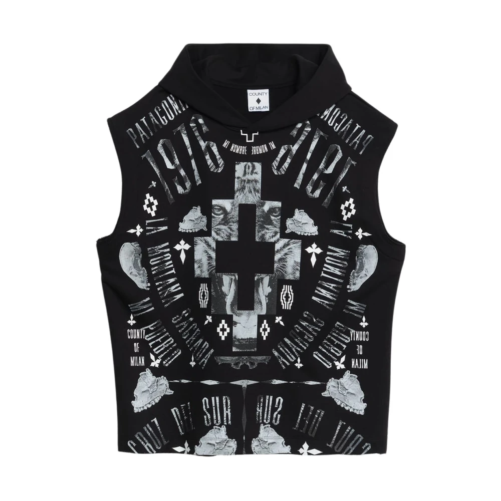 Marcelo Burlon Black Sleeveless Tops, Male, Xs, Fleece Sleeveless