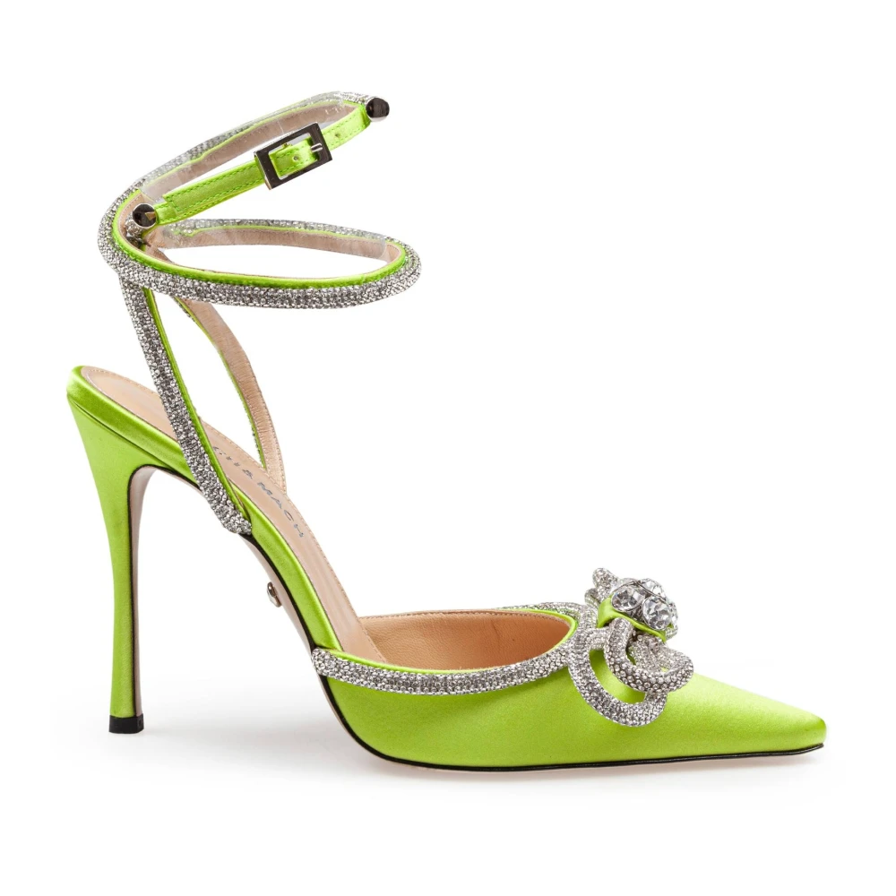 Mach & Mach Lime Satin Double Bow Pumps