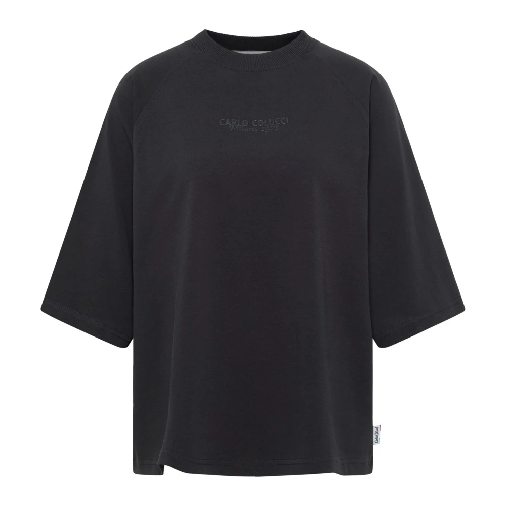 Carlo Colucci Women's Black Premium Family Oversize T-Shirt - T-Shirts - Xl - Tops